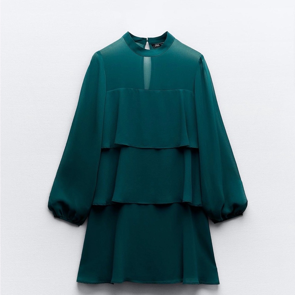 Zara Teal Tiered Mini Dress